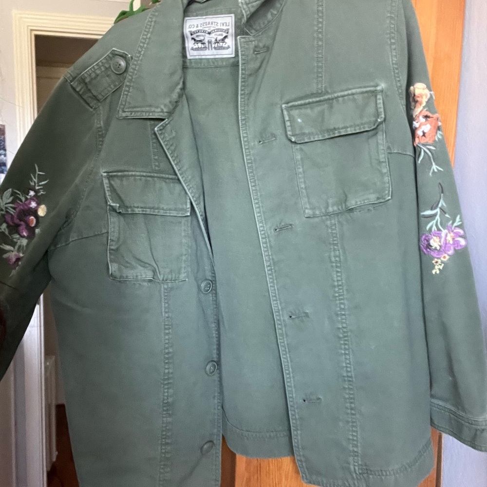 Green Embroidered Jean Jacket